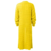 Vedolay odijelo Jakna Ženska obrezirana modna casual Otvorena prednja žetvu Ležerne jakne, žuti XL