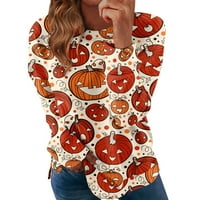 Ženski okrugli vrhovi vrata pamuk ženska povremena moda Halloween Print s dugih rukava O-izrez TOP bluza