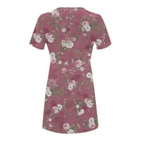 Ženska cvjetna ljetna casual boho haljina za žene za žene okrugli rukav za vrat Swing Nasled hem, a-line