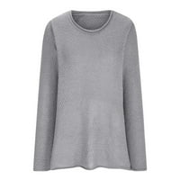 TOQOT Fall džemperi za žene - dugi rukav modni pulover casual pletene posade izrez ženske džempere siva