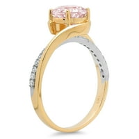 1. CT sjajan okrugli rez simulirani ružičasti dijamant 14k bijeli žuti zlatni pasijans sa prstenom Accenti