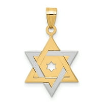 14K dva tona žuta zlatna jevrejska nakit zvijezda David Privjesak šarm ogrlica vjerski judaica Fini