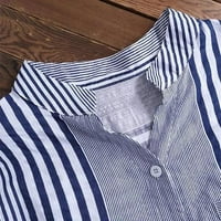 Bluze s gumb-dolje košulje za žene dugih rukava plus veličine tri četvrtine prugasti ispis V-izrez labavo