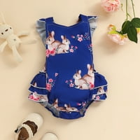Baby Bodiysuit Baby Esster Ležerne modne dječje dječje kaiše za bebe čipke zečje print Bodysuit plava
