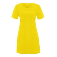 Wendunide haljine za žene modne žene casual kratki rukav O-izrez Čvrsti dame labavi mini haljina žuta