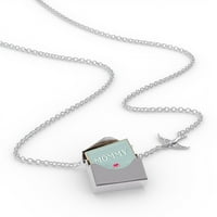 Ogrlica s bloketom mama mačjeg dana s ružičastom srcem u srebrnom kovertu Neonblond