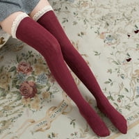Čarape za žene Žene čipke čipke manžete toplije pamučne mješavine noge dugih turističkih čarapa crvene