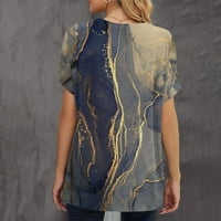 Tking Fashion Womens Labavi kratki rukav tiskani vrhovi Ljetne casual Crewneck majice Bluza Sive S