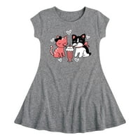 Instant poruka - mačka i pas sa mlečnim aparatom - mališani i devojke za mlade fit i flare haljina