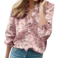 Easyhery Bluze za žene Crewneck čipke Crochet košulje s dugim rukavima Casual Chiffone Bluze Ležerne