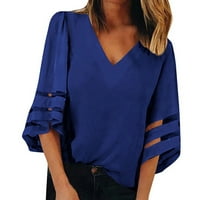 Ležerni vrhovi za žene Fit Summer Casual V-izrez Solid Color Labava rukava majica Top bluza Dame Top