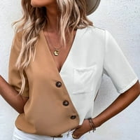 Odjeća za žene Ljeto čišćenje modne ljetne kratkih rukava Solid boja seksi gumba casual bluza vrhovi