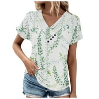 Apepal ženski flutter kratki rukav ljeto V vrat Ležerne majice opuštene fit bluze mint zeleni xl