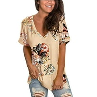 Žene casual ljetni vrhovi kratki rukav grafički kratki grafički tiskani košulje Loop Comfy Soft Trendy