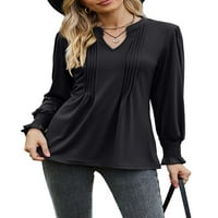 Dame Tee Solid Boja majica V izrez Majica Žene Ležerne prilike Dnevna odjeća Pulover Black XL