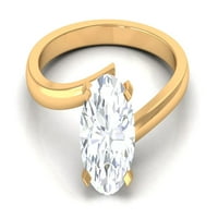 Peg set za glavu 2. CT Moissine Bypass Solitaire zaručni prsten, moissan prsten za žene, 14k žuto zlato,