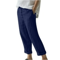 Jacenvly ženske hlače čišćenje ravno-nogu Džepne pantalone Dugačka džepa sa visokim strukom za žene