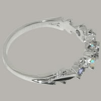 Britanci izrađeni sterling srebrni prirodni tanzanite i Opal Womens Ring - Veličina Opcije - Veličina