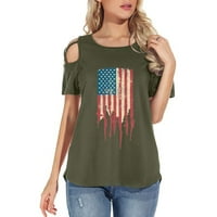 Ženska američka zastava Dan neovisnosti neovisnosti Ljetni vrhovi modna kauzalna okrugla bluza s kratkim