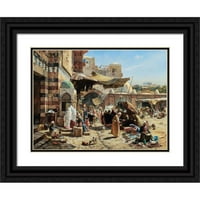 GUSTAV BAUERNFEIND CRNI ORNATE WOOD Framed Double Matted Museum Art Print pod nazivom - Tržište u Jaffi