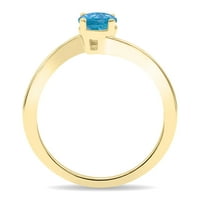 Ženski solitaire u obliku okruglog oblika plava topaz valni prsten u 10K žutom zlatu
