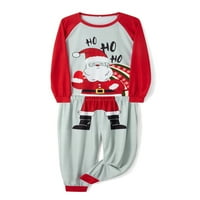 Pudcoco Božićna porodica Podudaranje pidžama set Santa Claus Print majica s dugim rukavima sa hlačama