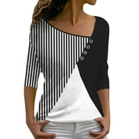 Žene dugih rukava Space T Ženski patchwork Print V izrez Casual majica s dugim rukavima Duga majica