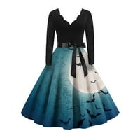 Umitay HomeComing haljine sa rukavima Ženska vintage klasična haljina s dugim rukavima Swing haljina