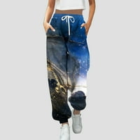 Ženske hlače za rad Ležerne prilike modni print Dno Duks džepovi High struk Sportska teretana Fit Jogger