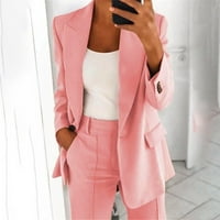 Plus veličine Žene Blazer Odijelo Dame Svečana radna jakna ured Slim Otvoreni front, XXL Pink