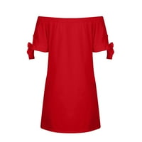 Haljine za žene Ženska smjena Square Decline kratki rukav Tijele kratke pomak seksi džepne haljine crveni