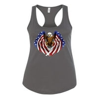 Orao američke krila zastava USA Pride Americana American Pride Ladies Racerback Tank top, tamno siva,
