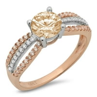 1.27ct okrugli rez smeđi prirodni morgatit 18k bijeli ružin Gold Gold Angažman prsten veličine 10.5