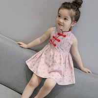 Yinguo cvjetne haljine Girls Cheongsam Party Outfits Dečiji dečji dečji princeze bez rukava i suknje