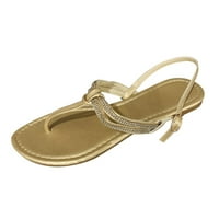 Lydiaunistar Ljetni dame cipele ravne dno rimske flip flip flip ležerne sandale zlato 8.5