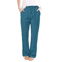 Teretne pantalone za žene casual hlače visoke struke, casual modne jedine boje plave veličine 4xl