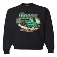 Wild Bobby, Vintage Ford Woody jurnjački valovi automobili i kamioni Unise Crewneck Grafička dukserica,