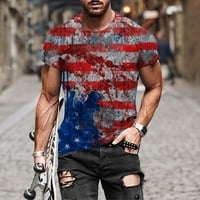 Muški ljetni 3D digitalni tisak Dan neovisnosti okrugli izrez majica s kratkim rukavom Bluza Siva +