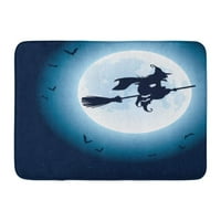 Silhouette Witch koji leti iznad mjeseca Halloween Bat sablasno zli prostir za kadu u obliku vrata 23.6x