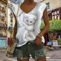 Ljetni casual top za žene bez rukava V-izrez TOP CAT SHOW SHIrts Majice Loop top jednostavna ulična