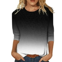 Twifer vrhovi za žene Žene Ležerne prilike modne gradijentni ispis o vratu Tromjenski rukav na majici
