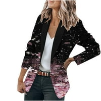 Hesxuno Blazer jakne za žene Trendy cvjetni print poslovni odjel Slim Fit s dugim rukavima Cardigan