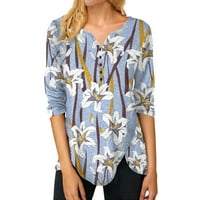 Bluze za žene Dressy Ležerni odjeća Ženska ležerna puna gumba V Vrat Majica Nepravilna košulja s dugim