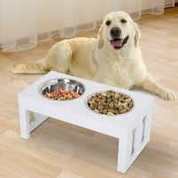 23 Moderna dekorativna pasa kosti drvena teška posuda za kućne ljubimce Podignuta hranjenje - bijela