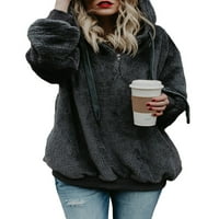 Sidefeel ženska dugih rukava s dugim rukavima s džepovima zimski gusti pulover vrhovi sive 8-10