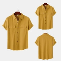 Košulje za muškarce Muška ljetna havaja od pune košulje s kratkim rukavima Dvostruki džep Okrenite košulju