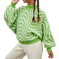 Ležerne prilike Chevron Puloveri sa visokim vratom Dugi rukav Multicolor Ženski džemperi