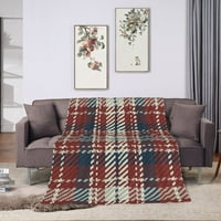 Škotski stil Stripes Backet bacajte pokrivač, lagana udobna meko baka za bacanje za kauč, 60 x50 bacajte