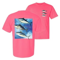 Divlji bobby, cool skipjack bluefin albacore tuna riba trio, ribolov, prednja i leđa odjeća-kratki rukav