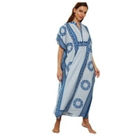 Žene Loose V izrez Dolman rukav print casual haljina za plažu Oprema za kupanje